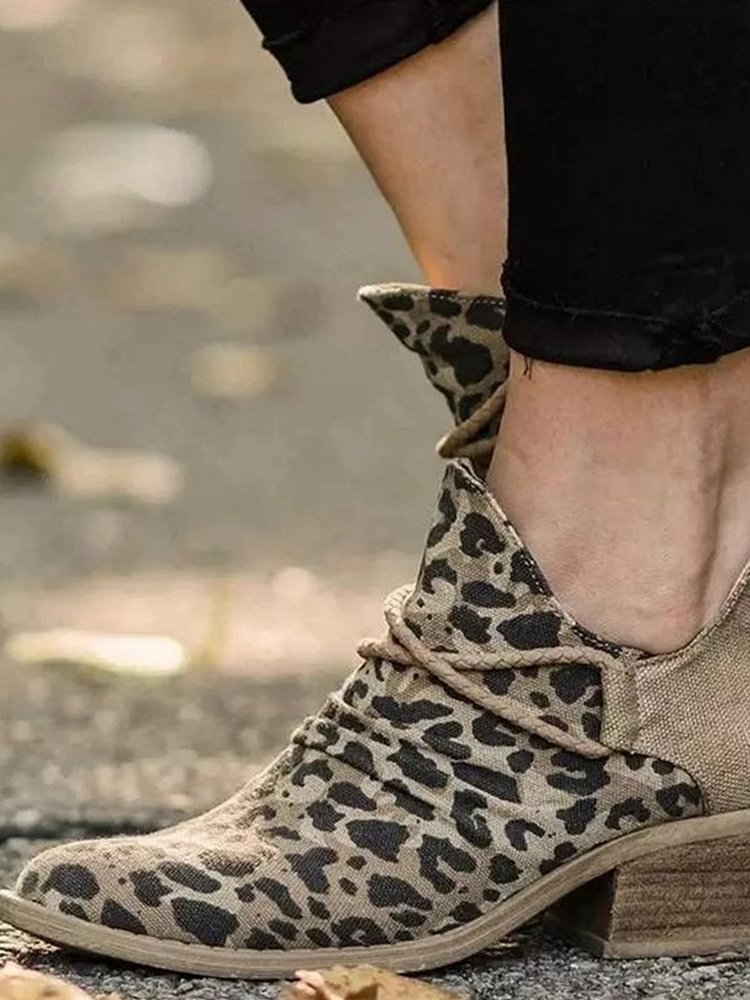 womens leopard ankle booties