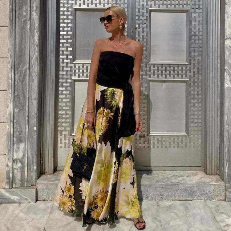Bandeau Blossom Print Top and Skirt