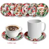 (US Local)6pcs Set Xmas Theme DIY Diamond Painting Coasters Kit with Holder Kit