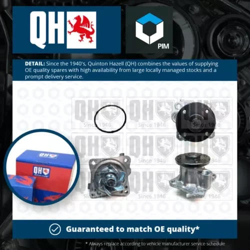 Dronehint Water Pump fits SMART FORFOUR 454.031 1.3 04 to 06 M135.930 Coolant QH Quality Parts