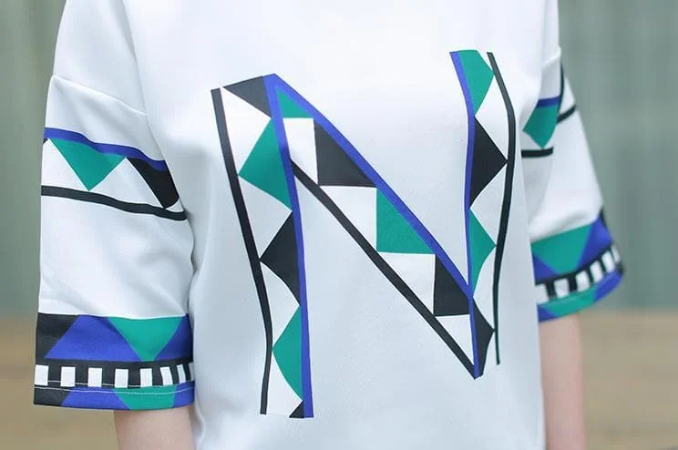 S/M/L White/Black Letter Printing T-shirt + Skirt Set SP152606