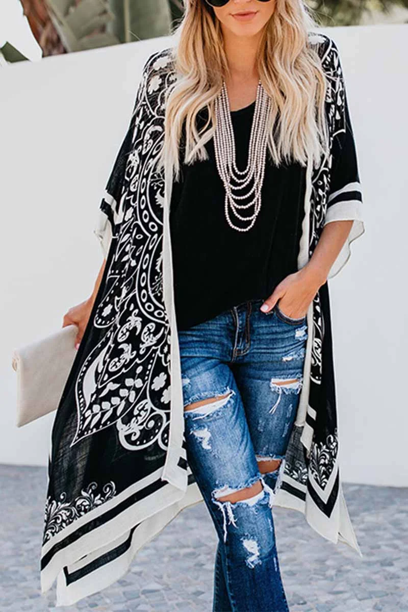 Abebey Casual Loose Printed Long Blouse