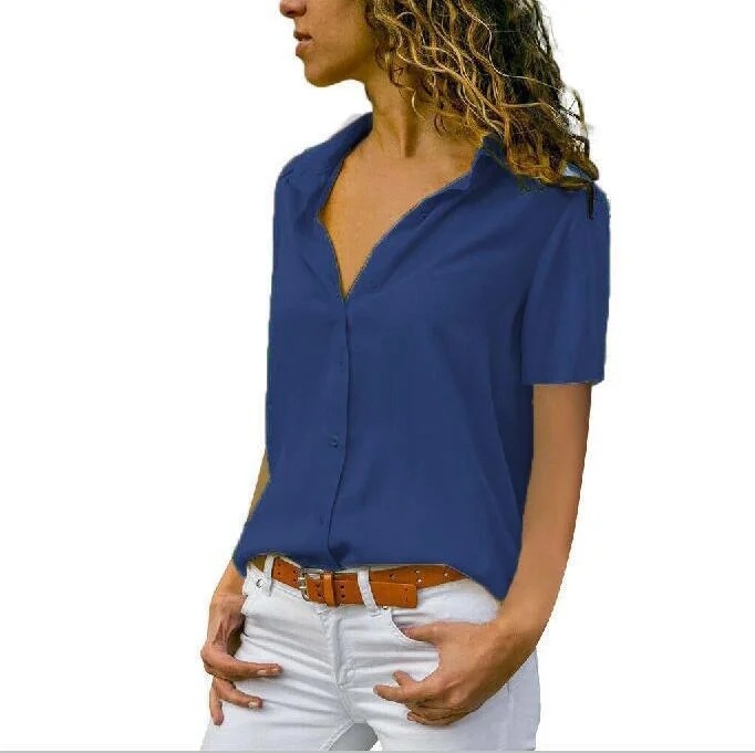 Uveng Color Intellectual Style Women's Short Sleeve Shirt