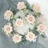 10PCS Babysbreath Rose Corsage Boutonniere Wrist Artificial Flower Wedding Catering Bridal Groom Guests Bouquets 
