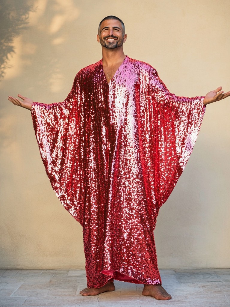 Diva Infern Red Sequin Festival Party Kaftan