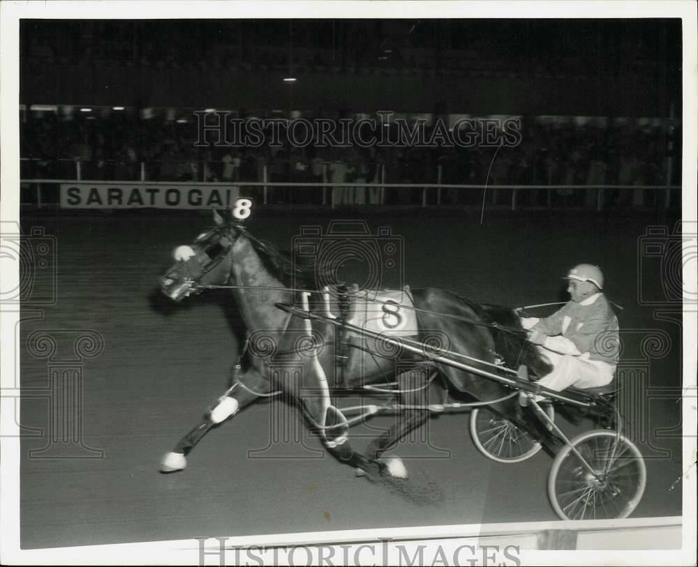 Press Photo Poster painting Harness Racing Jockey Joe O'Brien and Horse Steady Airliner