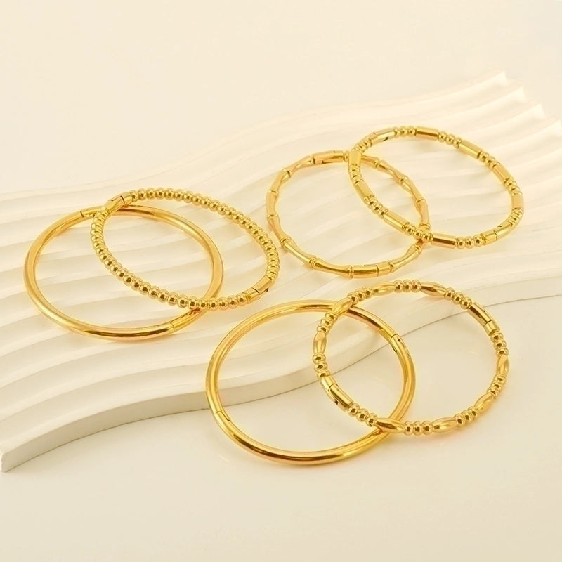 Minimalist Solid Color Stainless Steel 18K Gold Plated Titanium Steel Bangle In Bulk