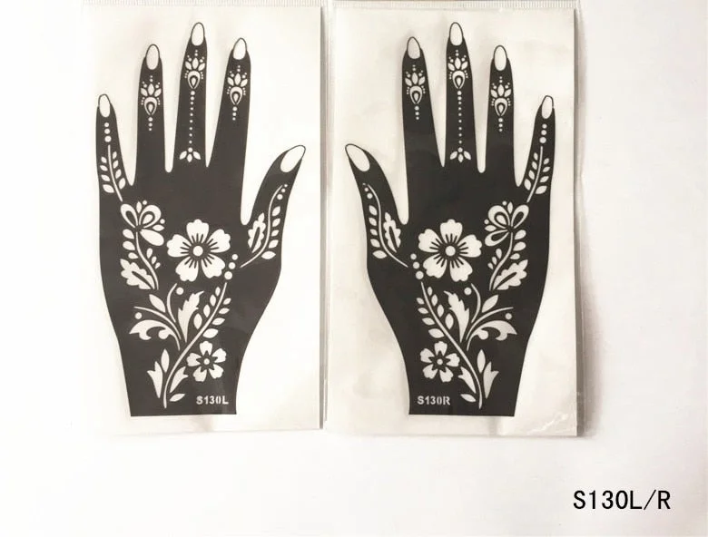 2Pcs/Set Temporary Tattoo stencil 25 designs Body Art Men Women Indian Henna pattern Beauty Waterproof Fake Arm Hand Reuse tatoo