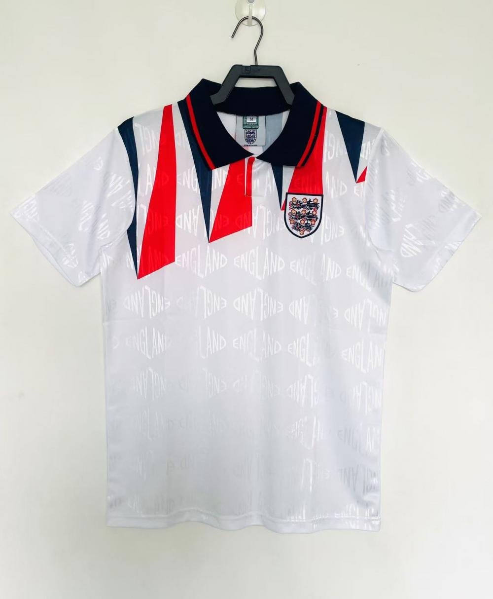 1992 Retro England Home Soccer Jersey