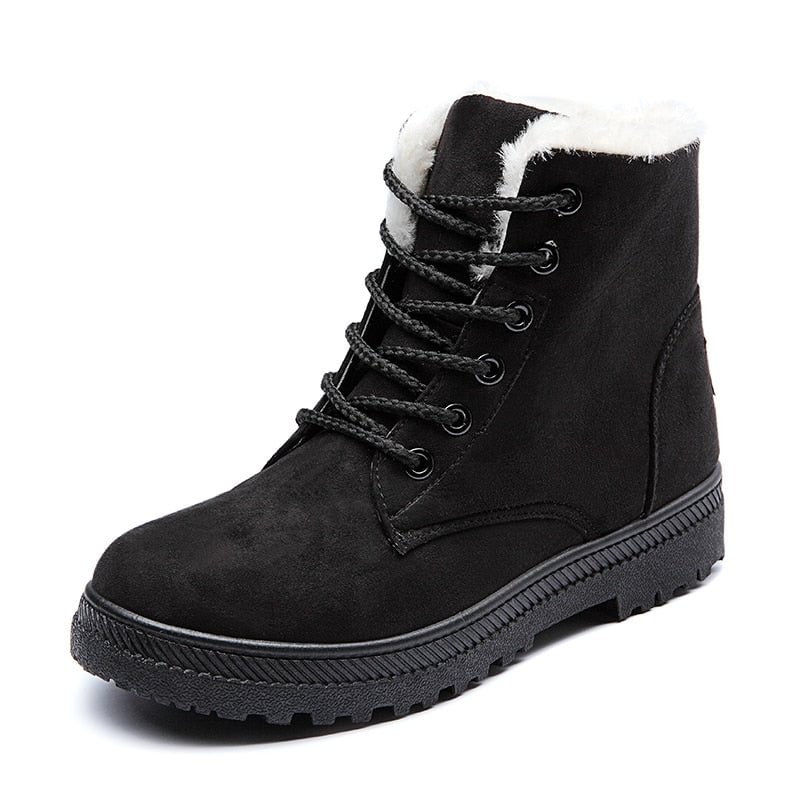 Nine o'clock New Casual Women Boots Winter Comfortable Warm Lined Lace-up Shoes Quality Anti-skid Female Botas Big Size 35-44