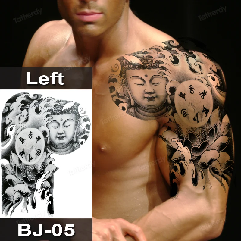 Sdrawing Fox Totem Dragon Waterproof Temporary Tattoos Body Art Arm Shoulder Chest Tattoo Sticker Black Tatouage Men Adult Large