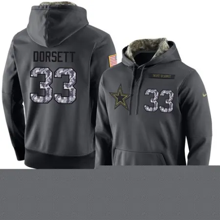 NFL Men's  Dallas Cowboys #33 Tony Dorsett Stitched Black Anthracite Salute to Service Player Performance Hoodie