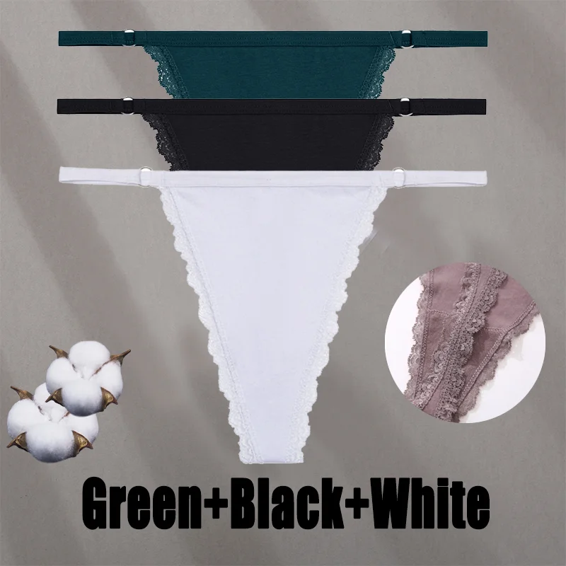 Billionm Sexy Lace Panties for Women Cotton Underwear Thong With Hollow Out Hook G-String Female Breathable Intimates Lingerie