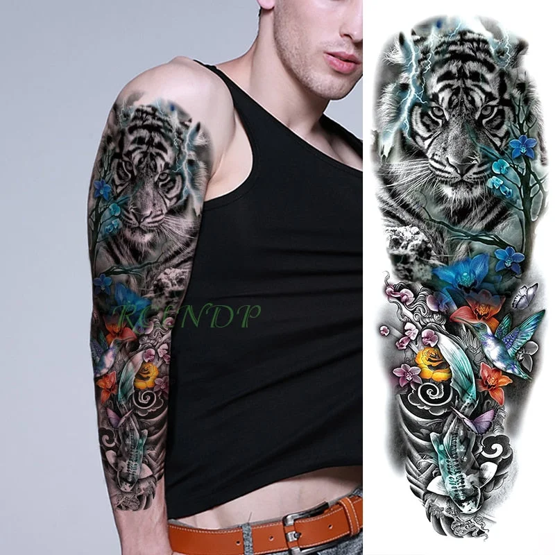 Waterproof Temporary Tattoo Sticker Anubis Ancient Egypt Dog Roma Clock Eye Full Arm Fake Tatto Flash Tatoo Sleeve for Men Women