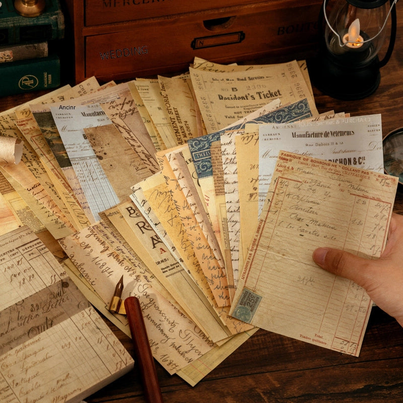 Vintage Material Paper Book Life Morning Evening Series Paste Diary Diy Decoration Base Material 100 Sheets In