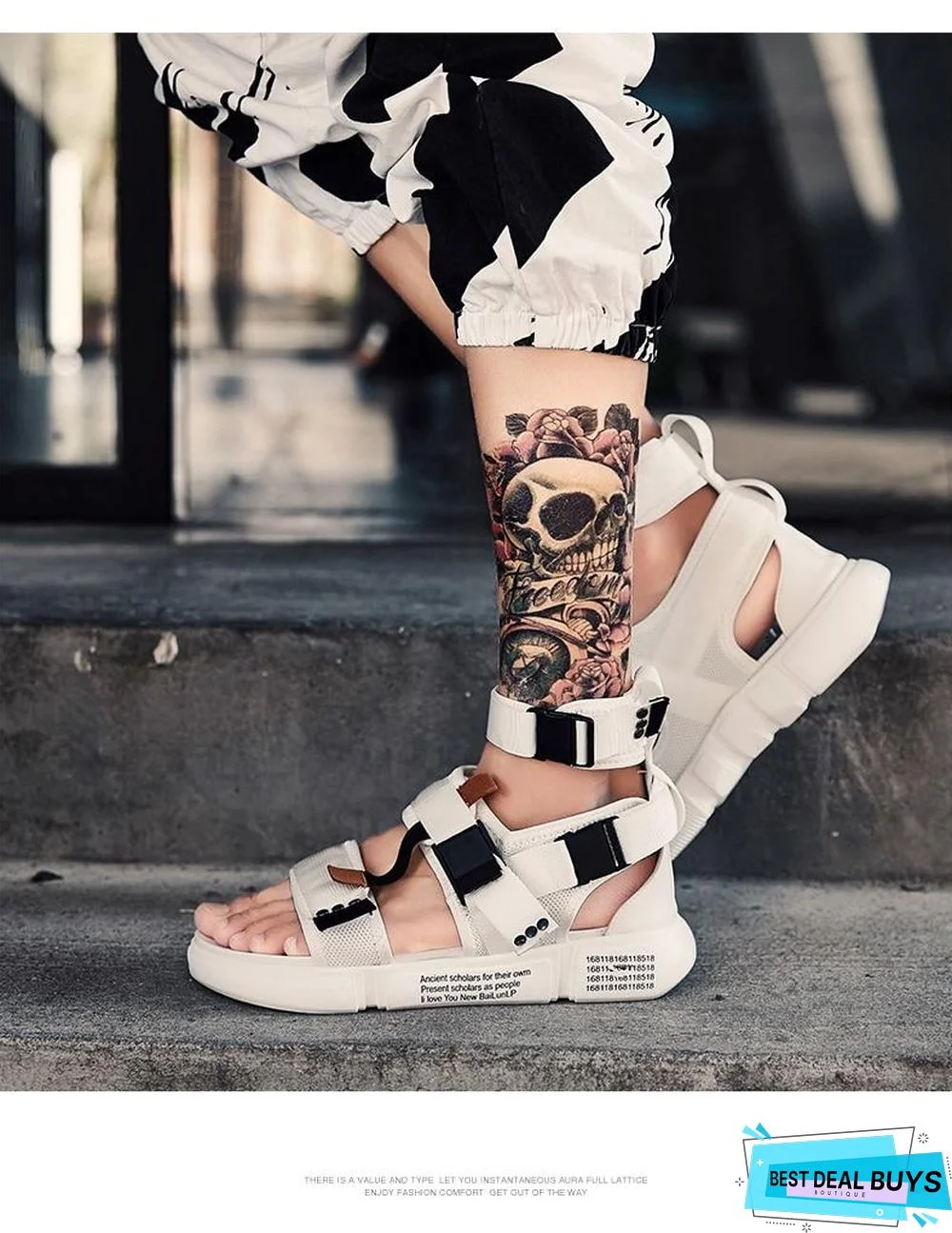 Mens Gladiator Sandals Open Toe Platform Beach Sandals Boots Rome Style Canvas Shoes