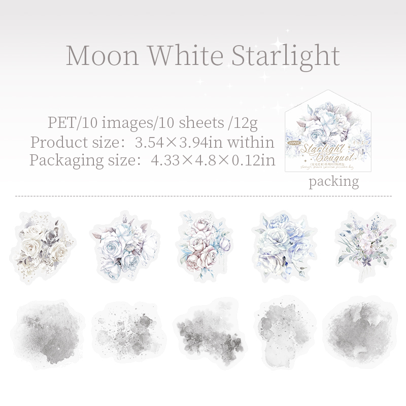 Journalsay Starlight Bouquet Series Vintage Flower Smudge Landscaping PET Sticker