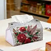 Diamond Painting Red Rose Hummingbird PU Leather Tissue Box for Napkin Holder