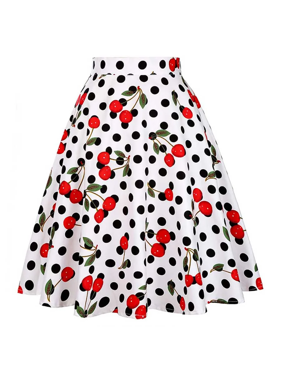 Vintage Skirt Retro High Waist Cotton Swing Skirt