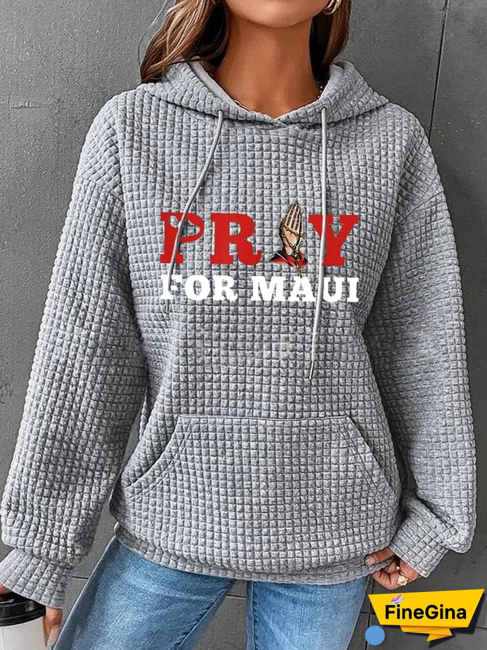 Women's Pray For Hawaii MAUI Wildfire Waffle Hoodie