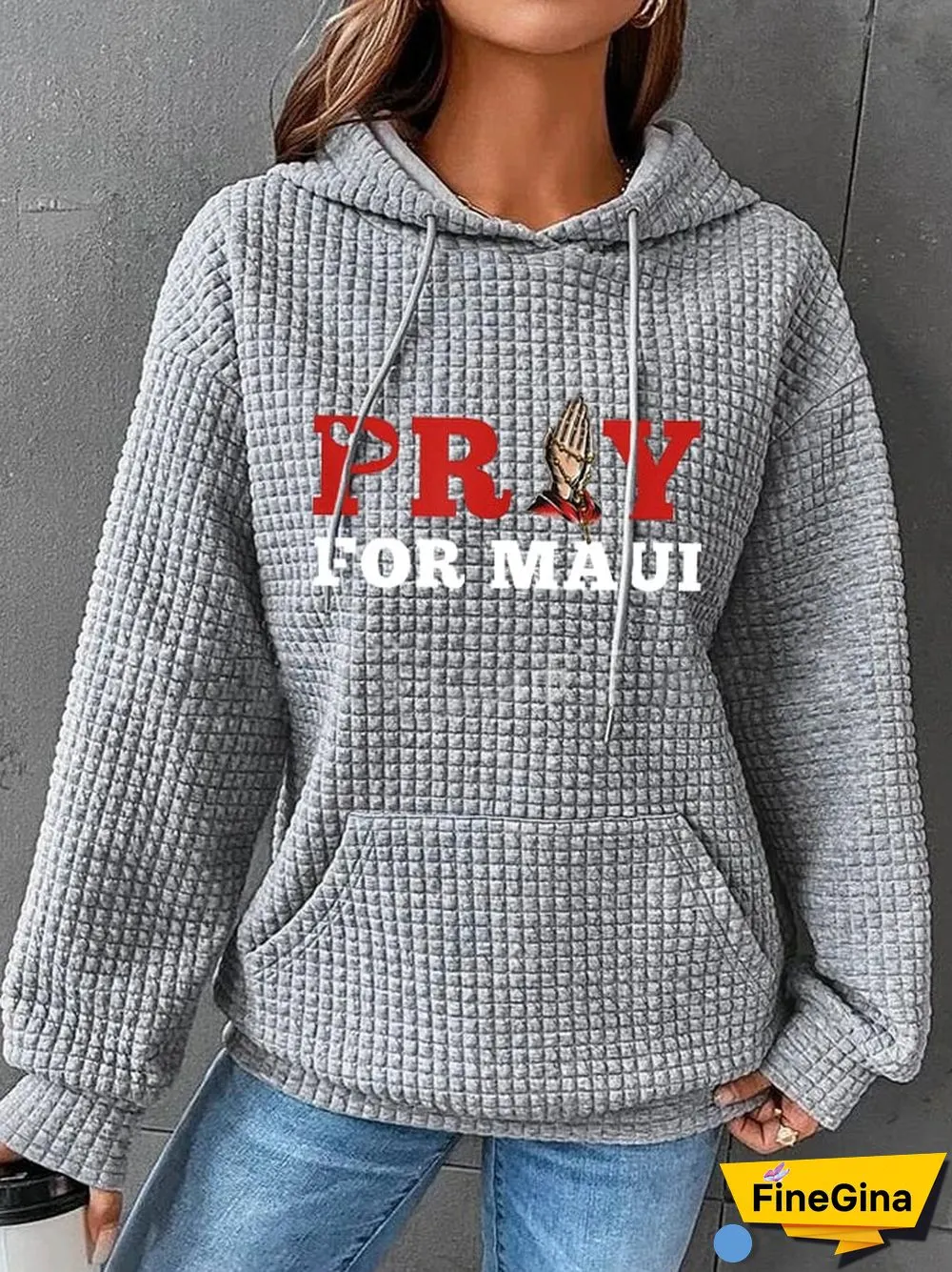 Women's Pray For Hawaii MAUI Wildfire Waffle Hoodie