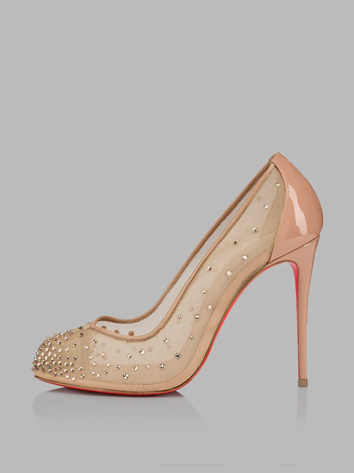 100mm Women's  Split Toe Pig's Hoof Horseshoes High heels Muslin Sparkling Diamond Red Bottom Pumps