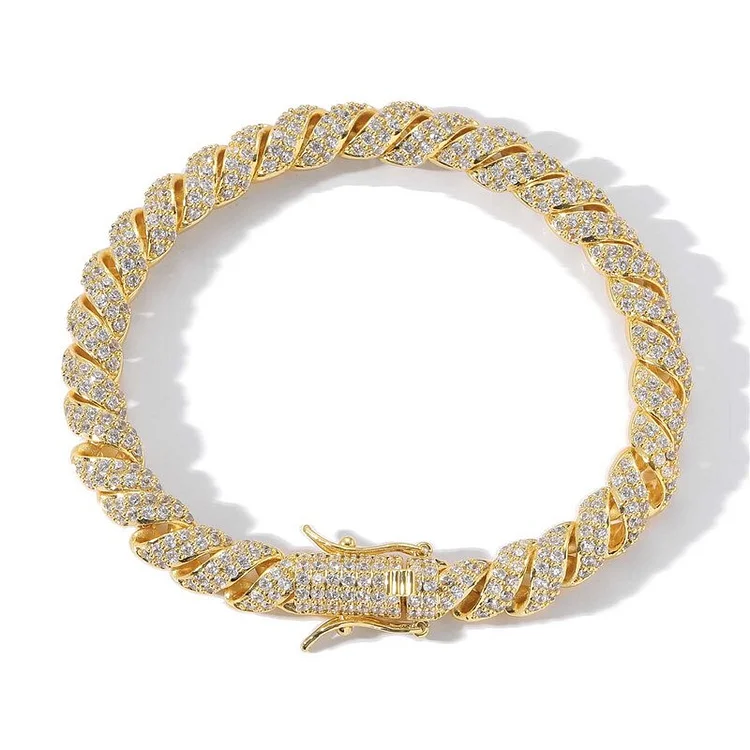 Hip Hop 8MM Telephone Wire Shape Bracelet Iced Out Micro Pave CZ Stone Bracelets Jewelry-VESSFUL