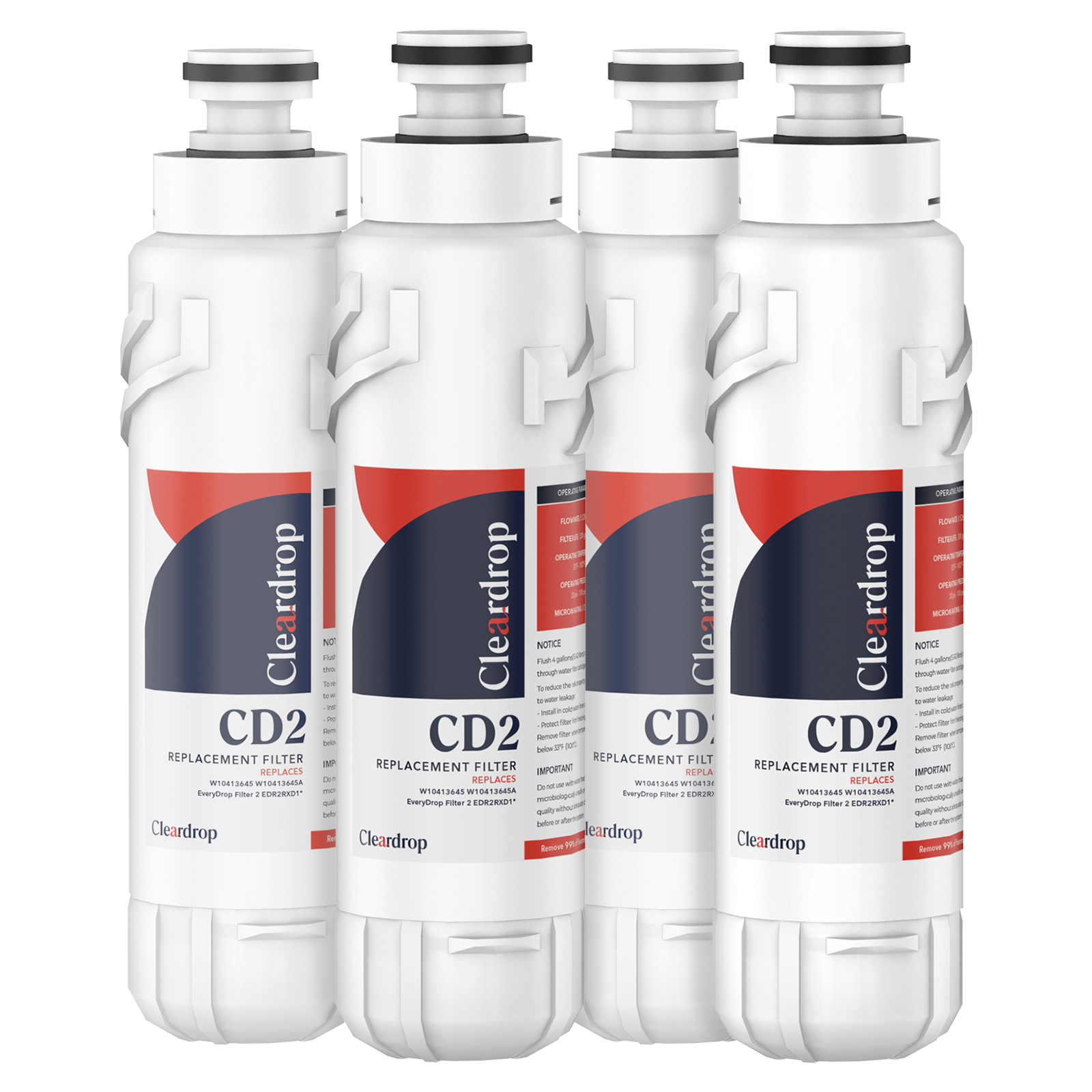 3-Pack Refrigerator Water Filter Replacement – Compatible With W10413645, EDR2RXD1, W10238154