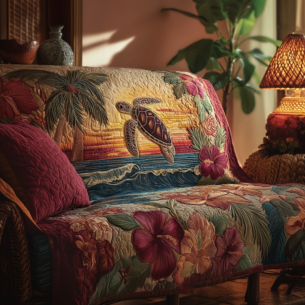 Sunset Reef Turtle Quilted Sofa Cover NCU0VL3012 everthome