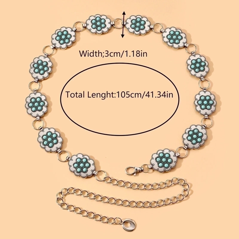 Ethnic Style Geometric Alloy Patchwork Turquoise Unisex Chain Belts