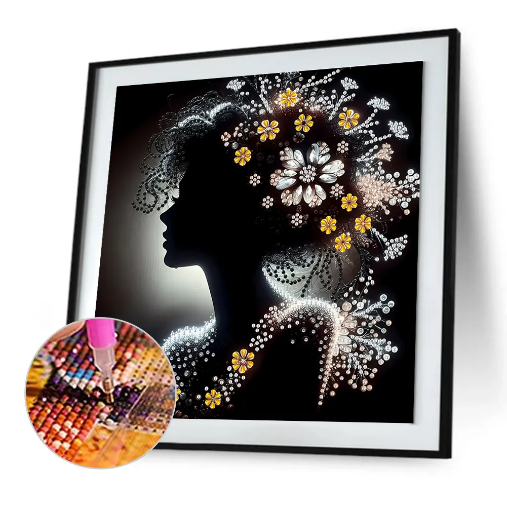 Diamond Painting - Partial Special Shaped Drill - Silhouette Woman(Canvas|30*30cm)