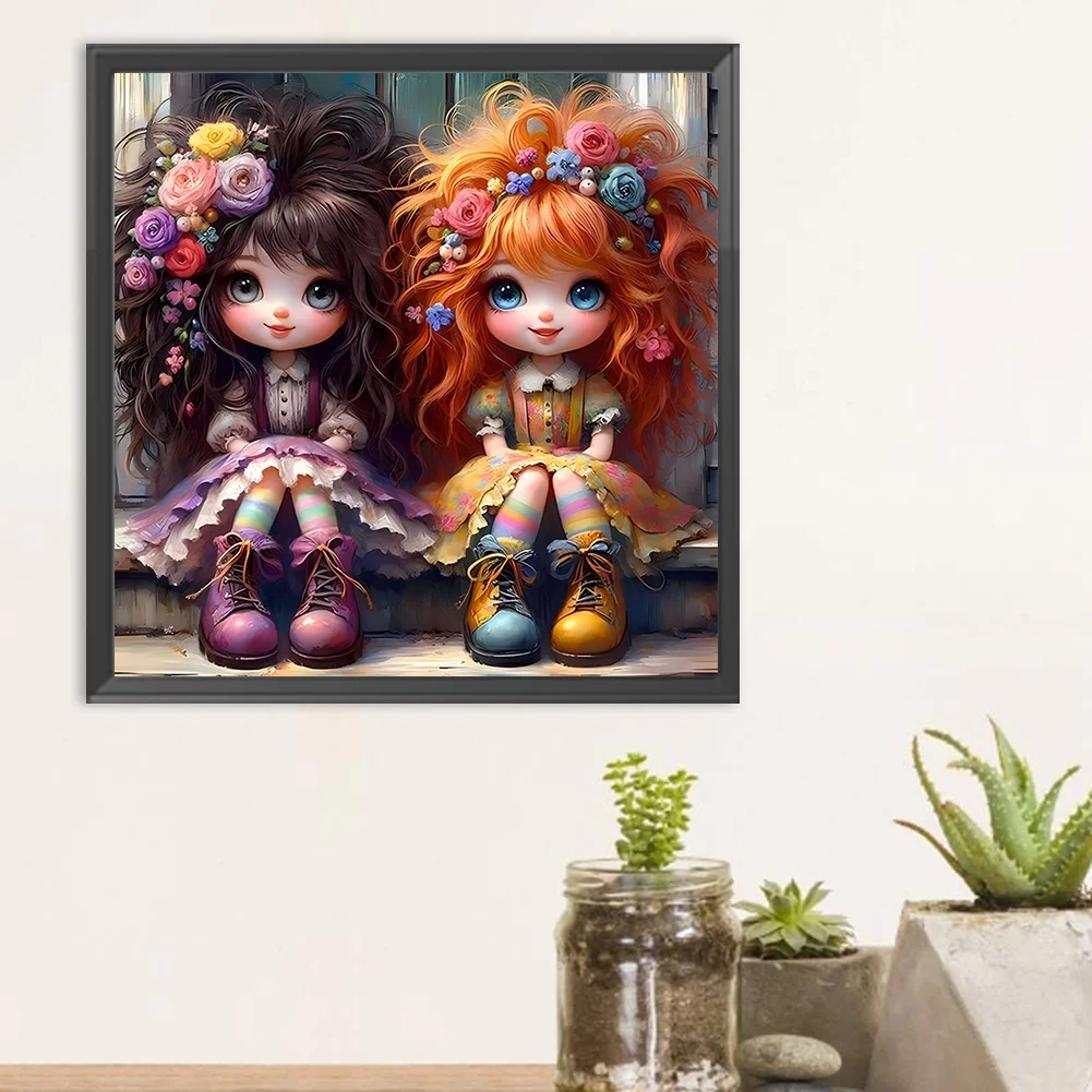 Full Round Diamond Painting 30*30cm - Curly Hair Girl