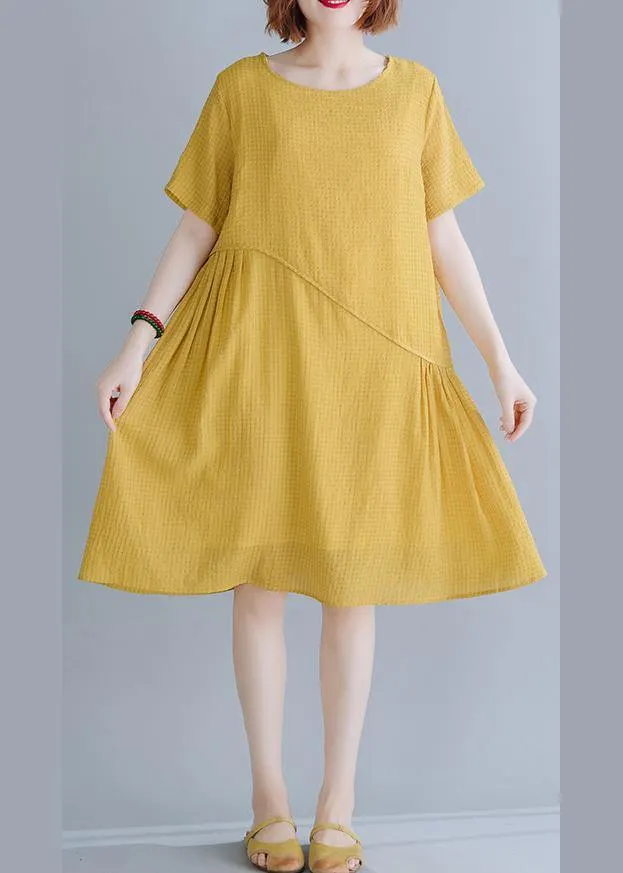Plus Size Yellow asymmetrical design Maxi Summer Chiffon Dress