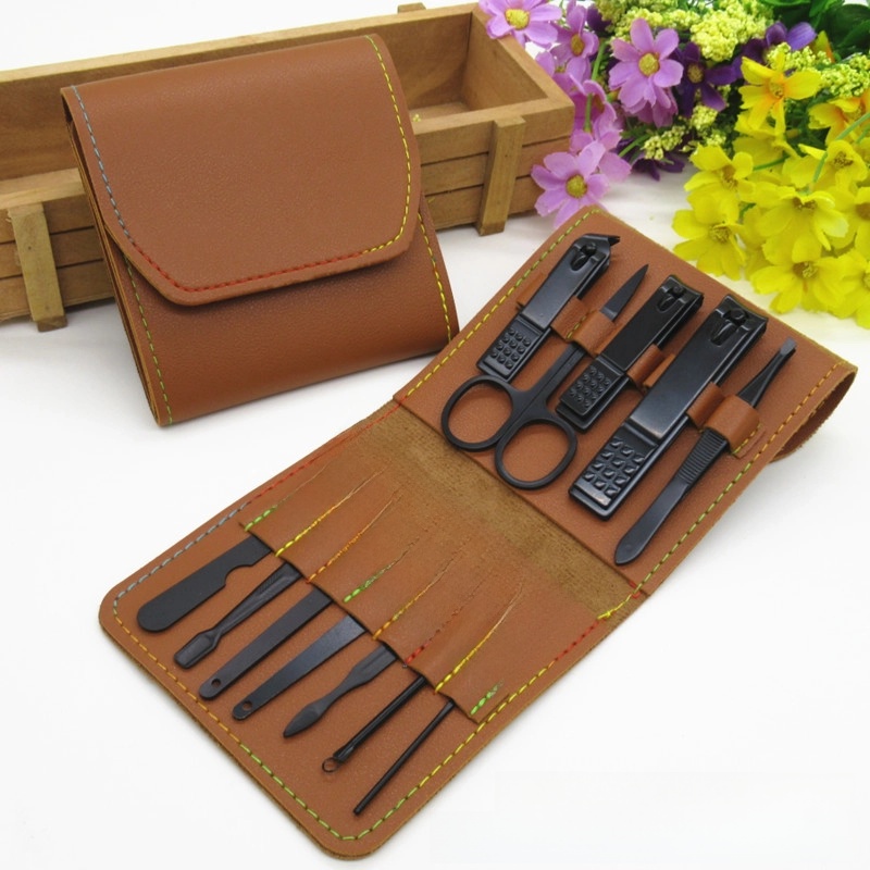 Spot Black 16-piece Set Nail Clippers Nail Clippers Manicure Tools Folding Bag Nail Clippers Set