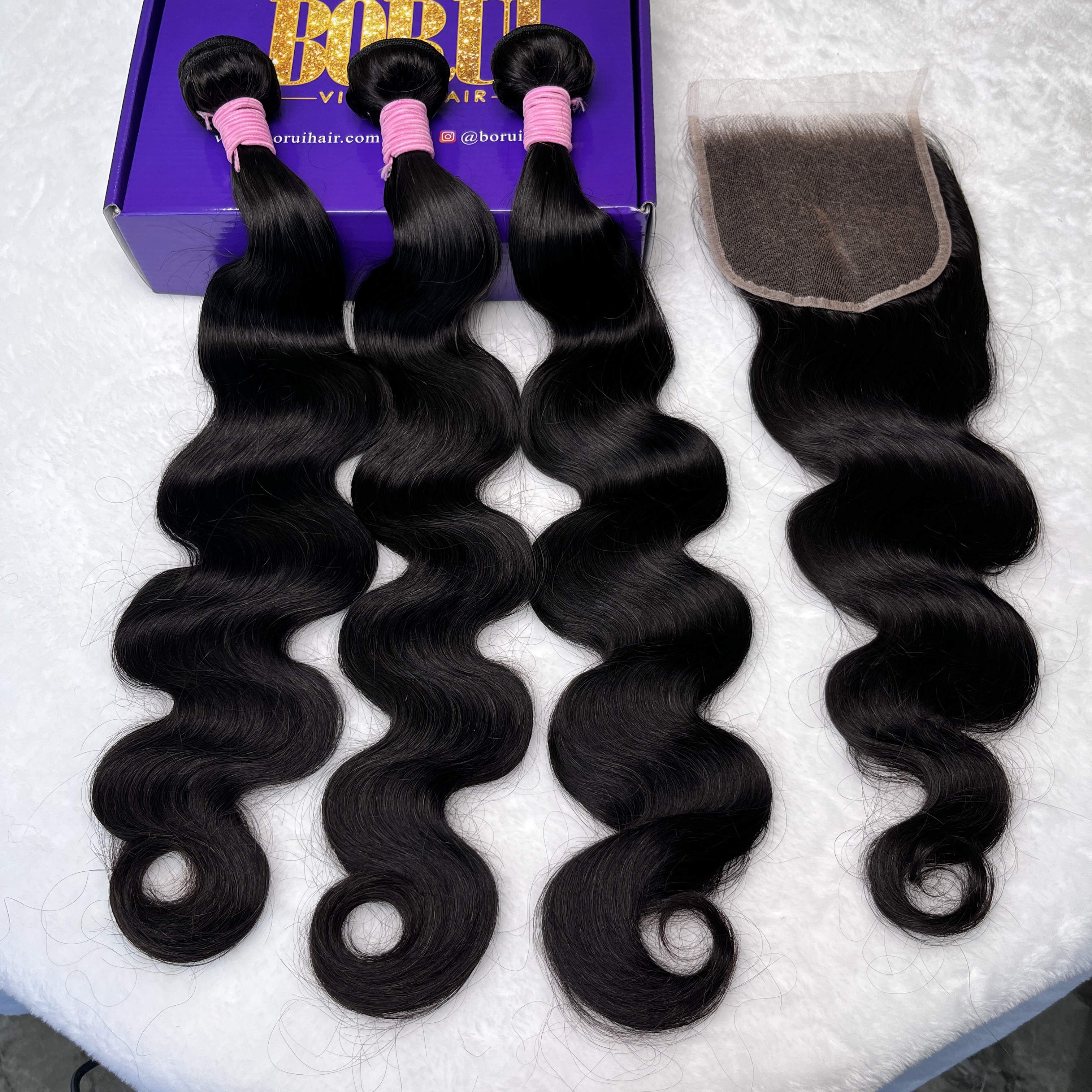 12A 3PCS + 5x5 HD Lace Closure Body Wave 3 Bundles With 5X5 HD Lace Closure Vrigin Human Hair Exrension