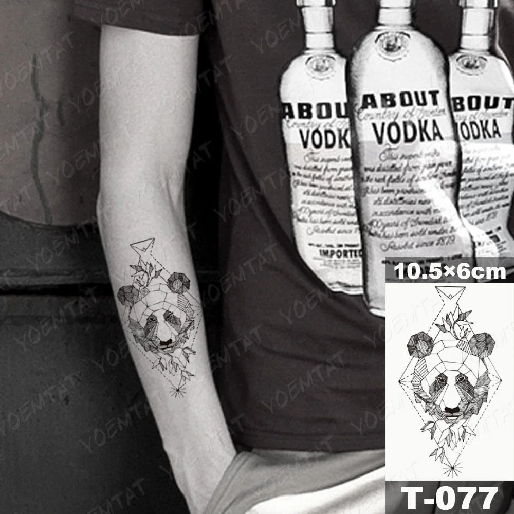 Waterproof Temporary Tattoo Sticker Moth Butterfly Wolf Snake Deer Panda Animal Flash Tatto Women Men Kids Body Art Fake Tattoos