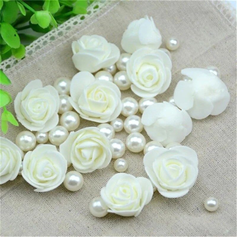100pcs/lot Mini PE Foam Rose Flower Head Artificial Handmade DIY Wedding Home Decoration Party Supplies Fake Flowers