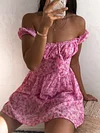 Floral Printed Off-The-Shoulder Mini Dresses