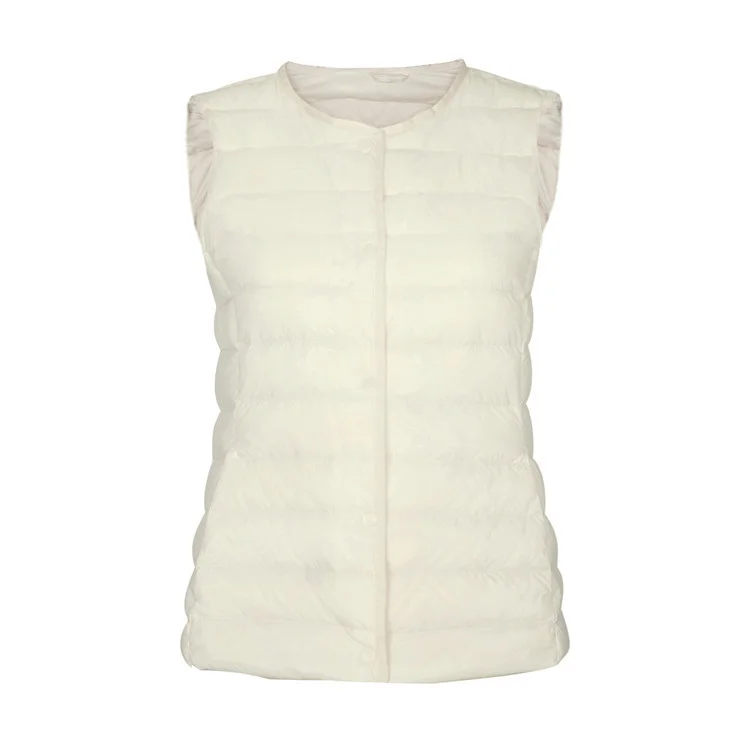 Woherb Down Vest Female 2024 New Winter Light Liner Short White Duck Velvet Vest Round Neck V Collar Two Wear-Outfit Ideas