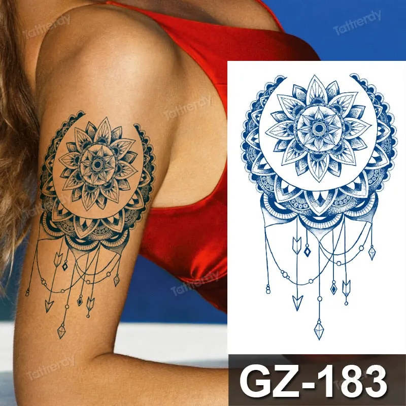 waterproof temporary tattoos men sleeve armband tattoo letter wings flowers long lasting juice ink tattoo sticker fake body art