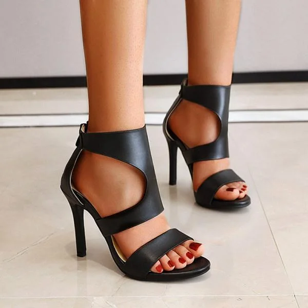 Women Summer Solid Color Design Zipper Sandals