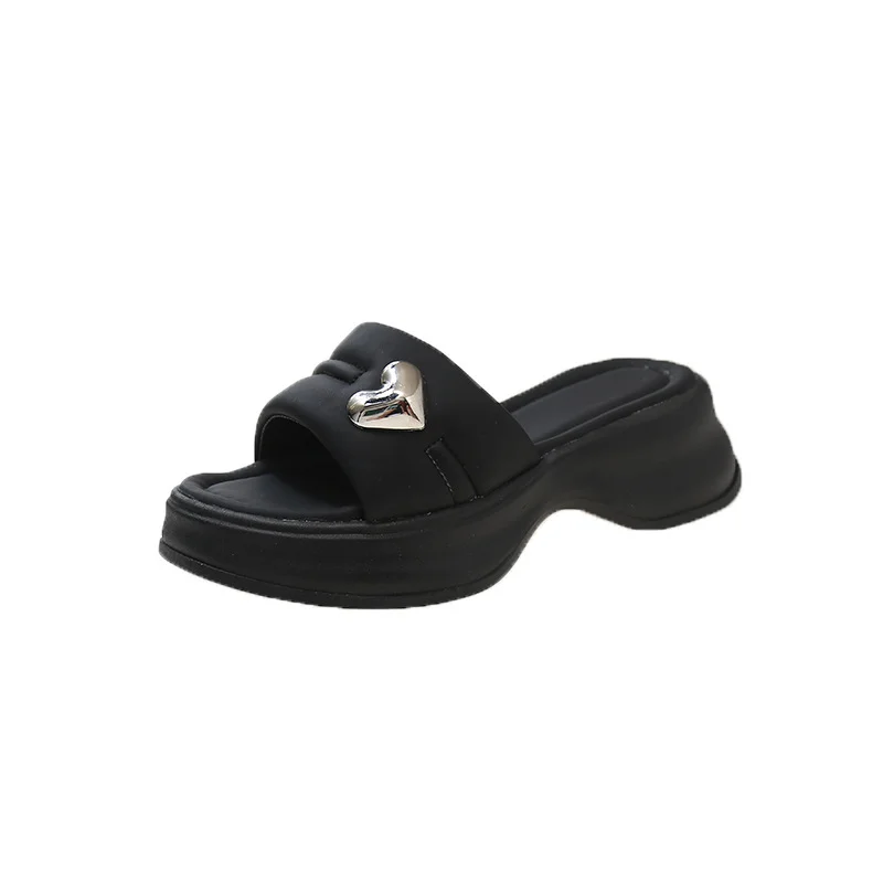Zingj Slippers Female Spring And Summer New Fairy Wind Love Simple One-Word Trawl Red Pine Cake Thick Bottom Beach Slippers