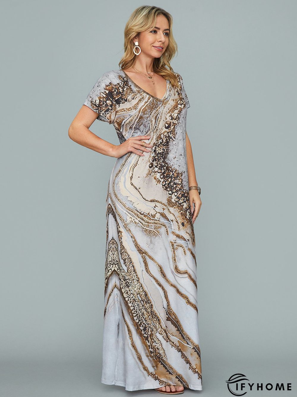 Vacation Ombre Regular Fit V Neck Dress | IFYHOME