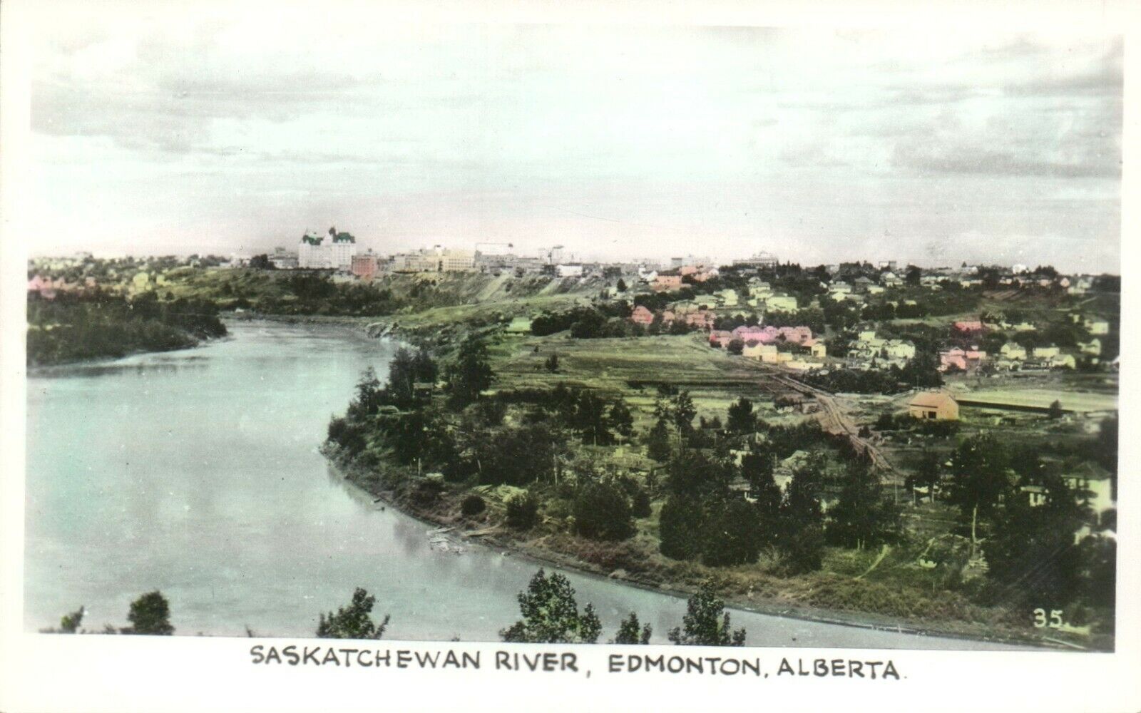 Saskatchewan River Edmonton Alberta Hand Colored Real Photo Poster painting RPPC Postcard