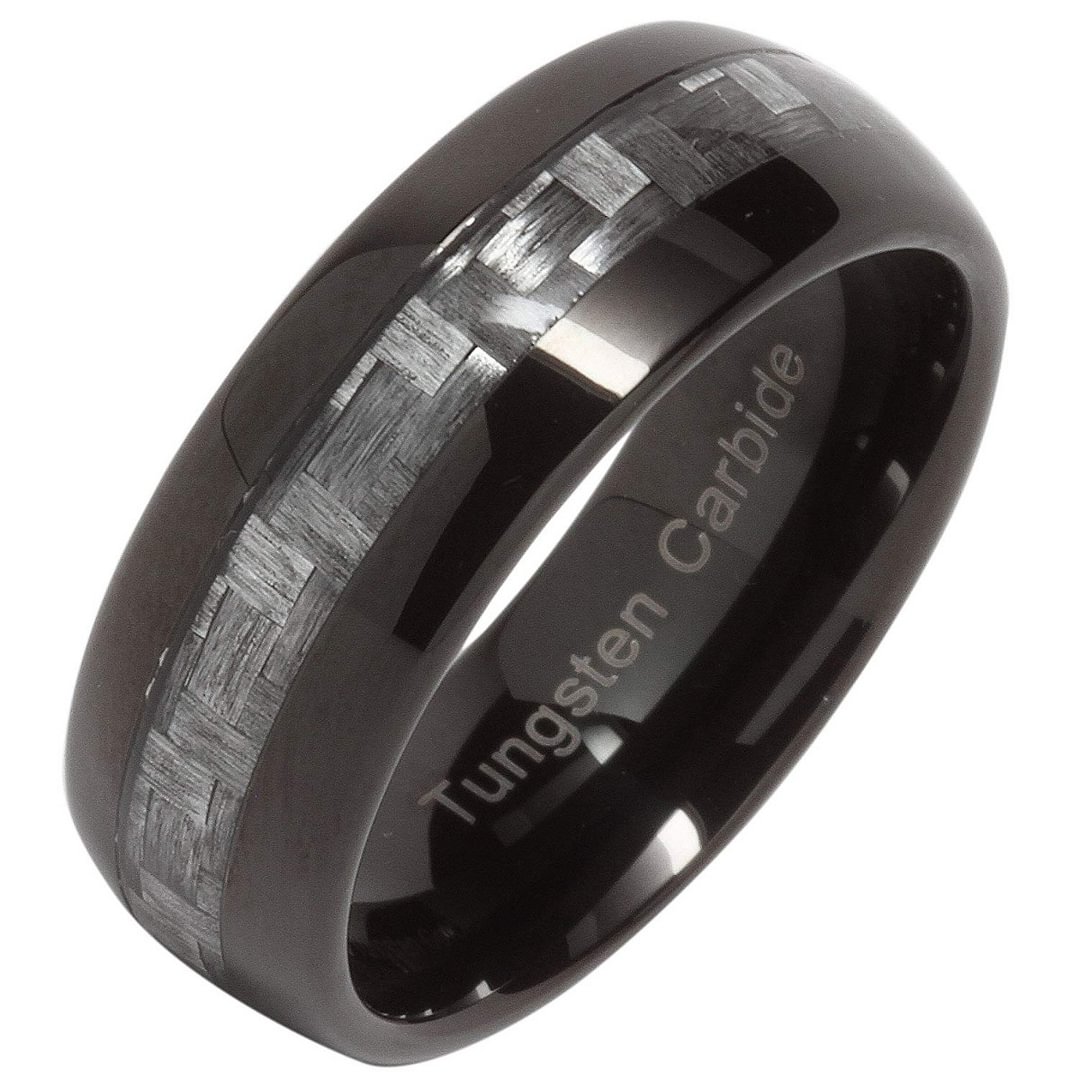 Men Women Black Tungsten Matching Ring Gray Carbon Fiber Inlay Couple Wedding Bands Mens Womens Rings Couple For 4MM 6MM 8MM 10MM