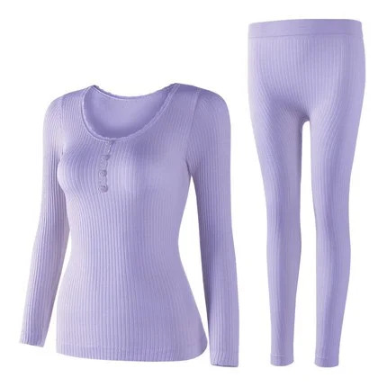 O-neck Women Cotton Thermal Underwear Clothing Cotton Thermo for Female Thermal Sets Long Johns Warm Suit Solid Color Intimates