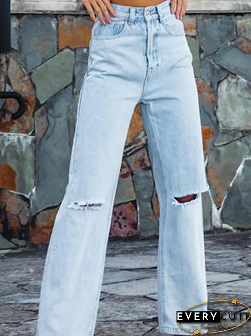 women's loose ripped high waist street fashion trendy jeans