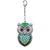 1 porte-cl&eacute;s DIY 3D en diamant de hibou bleu avec boucle en forme de homard, porte-cl&eacute;s double face en diamant avec cha&icirc;ne de printemps, mosa&iuml;que de diamants en cristal de strass et cadeau unique fait main