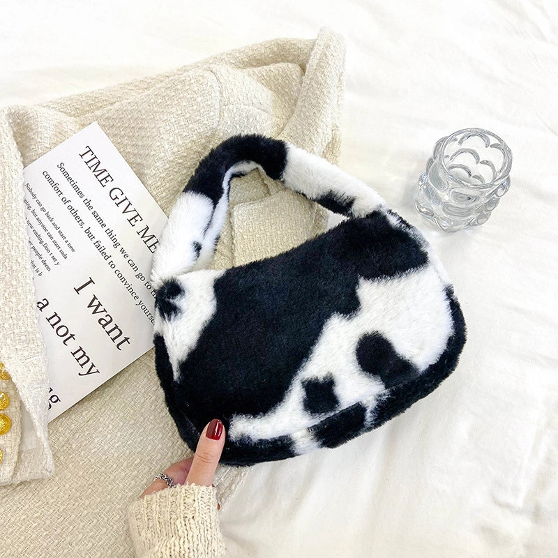 Women’s Small Plush Leopard Vintage Style Classic Style Dumpling Shape Zipper Handbag