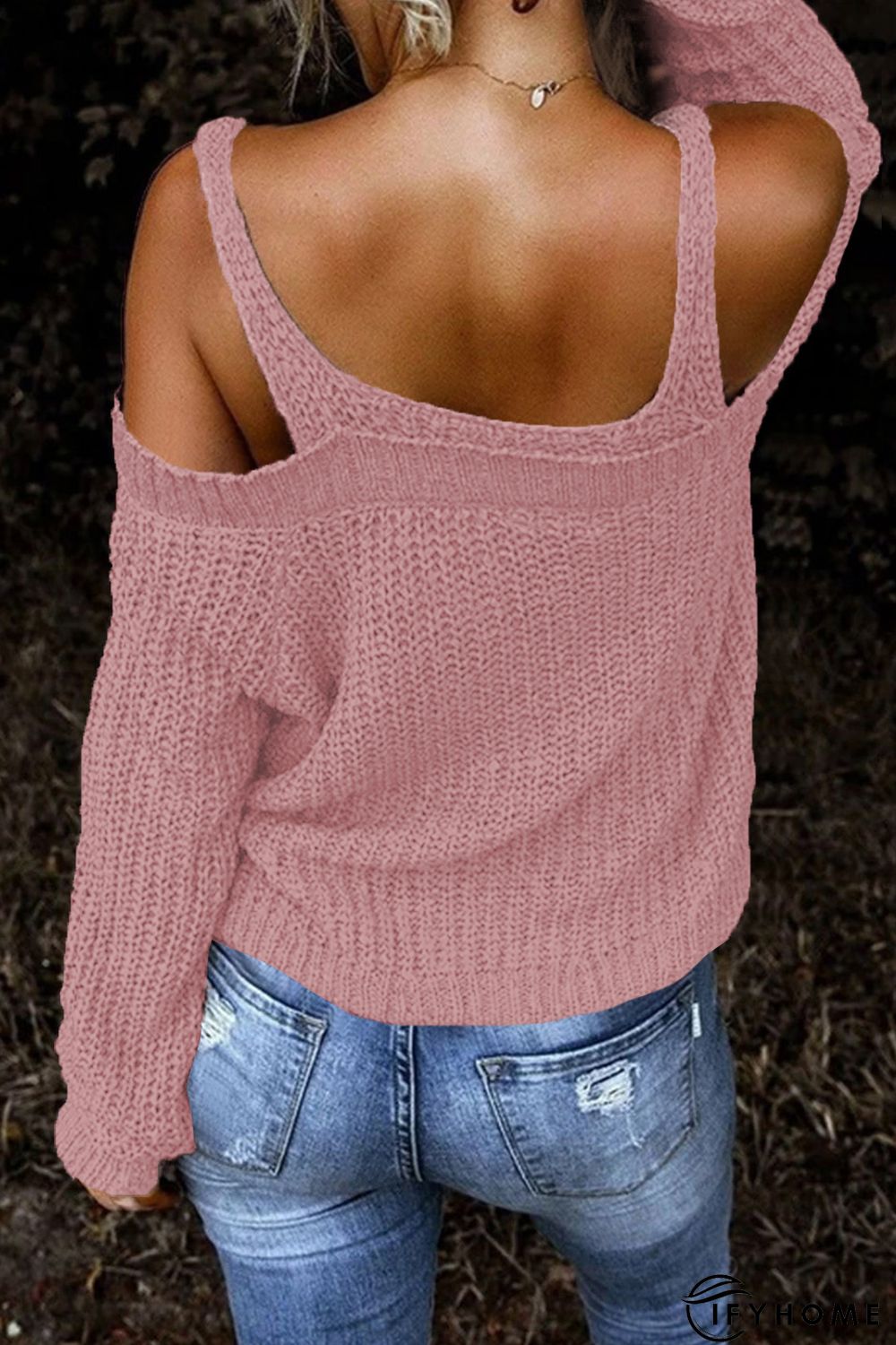 Pink Dew Shoulder Juliette Knitted Sweater | IFYHOME
